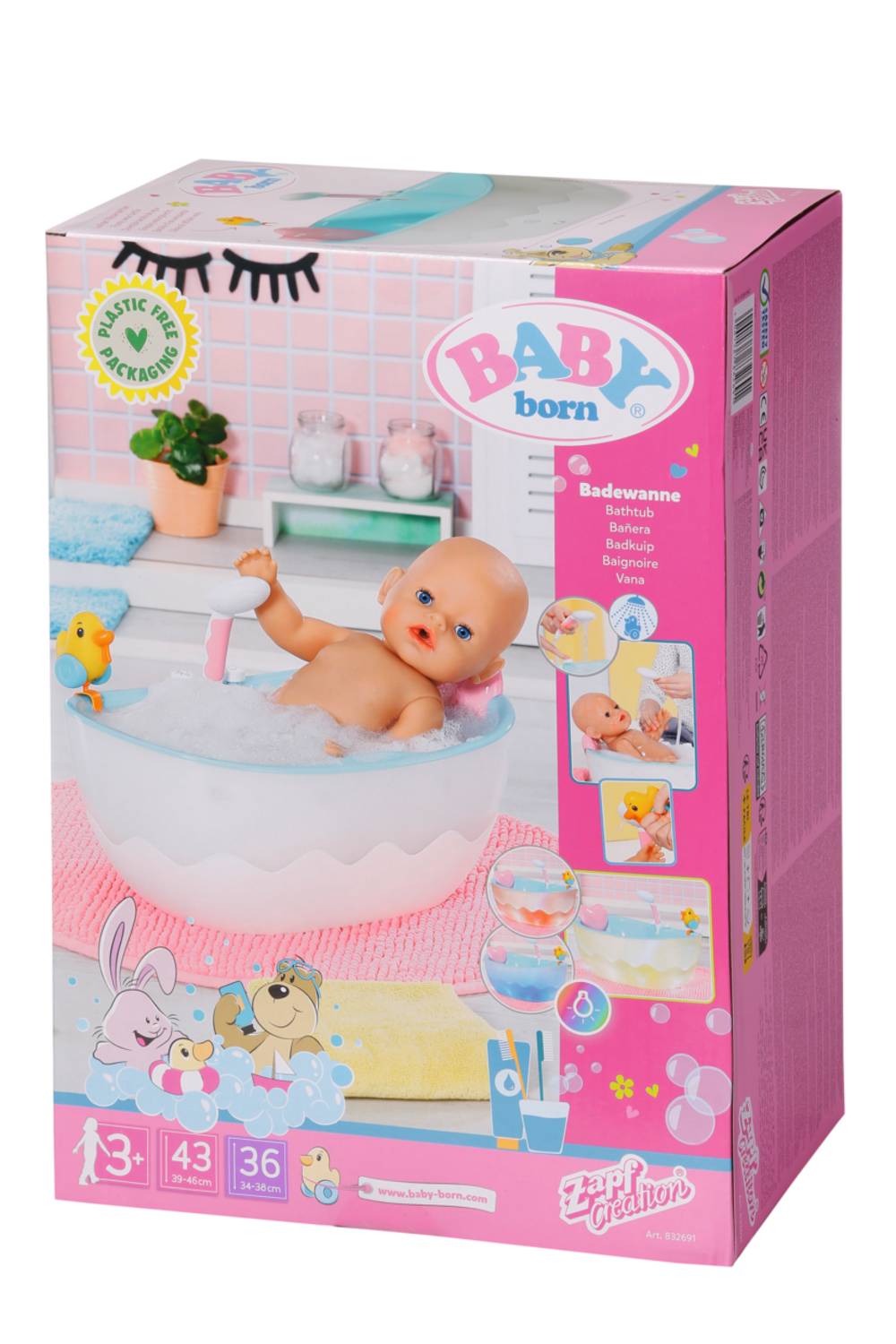 Zapf BABY born Bath Bathtub, Puppenbadewanne, 3 Jahr(e), Batterien erforderlich, 1,55 kg