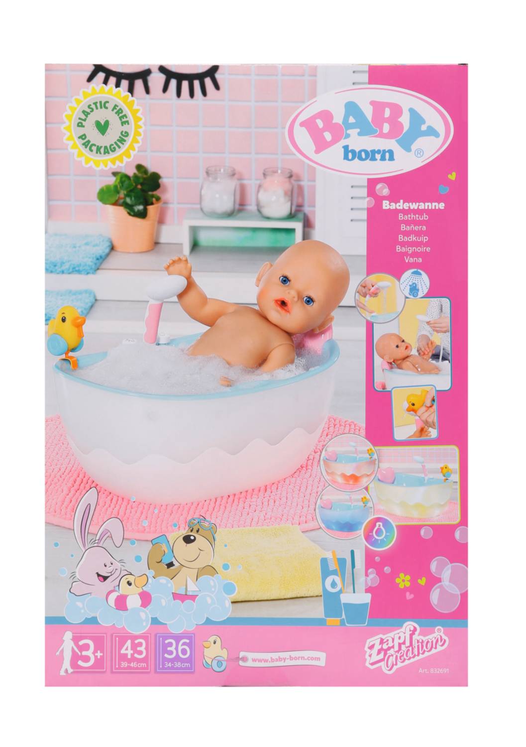Zapf BABY born Bath Bathtub, Puppenbadewanne, 3 Jahr(e), Batterien erforderlich, 1,55 kg
