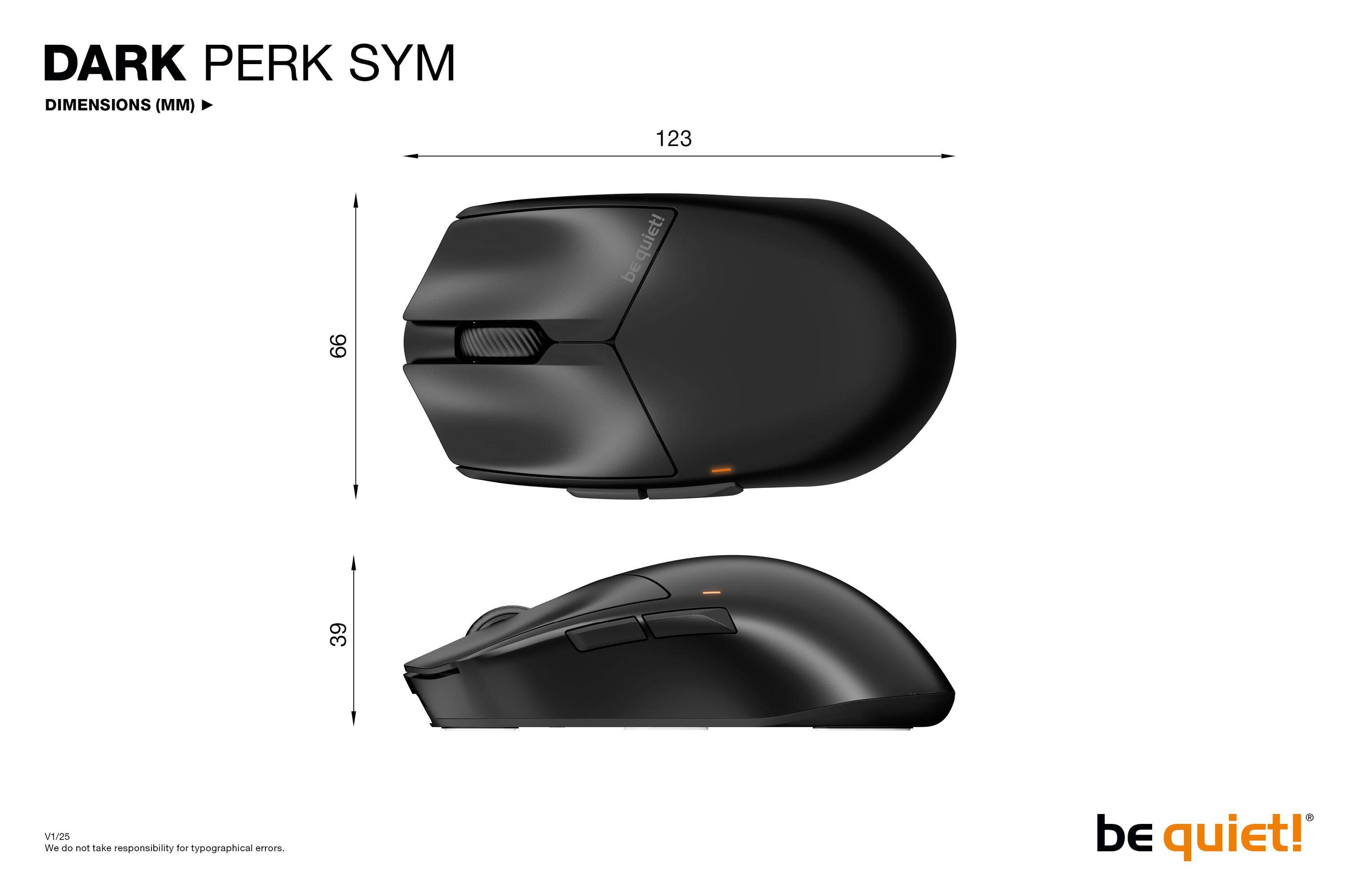 Be Quiet! Dark Perk Sym, RF Wireless, USB-C, 32000DPI