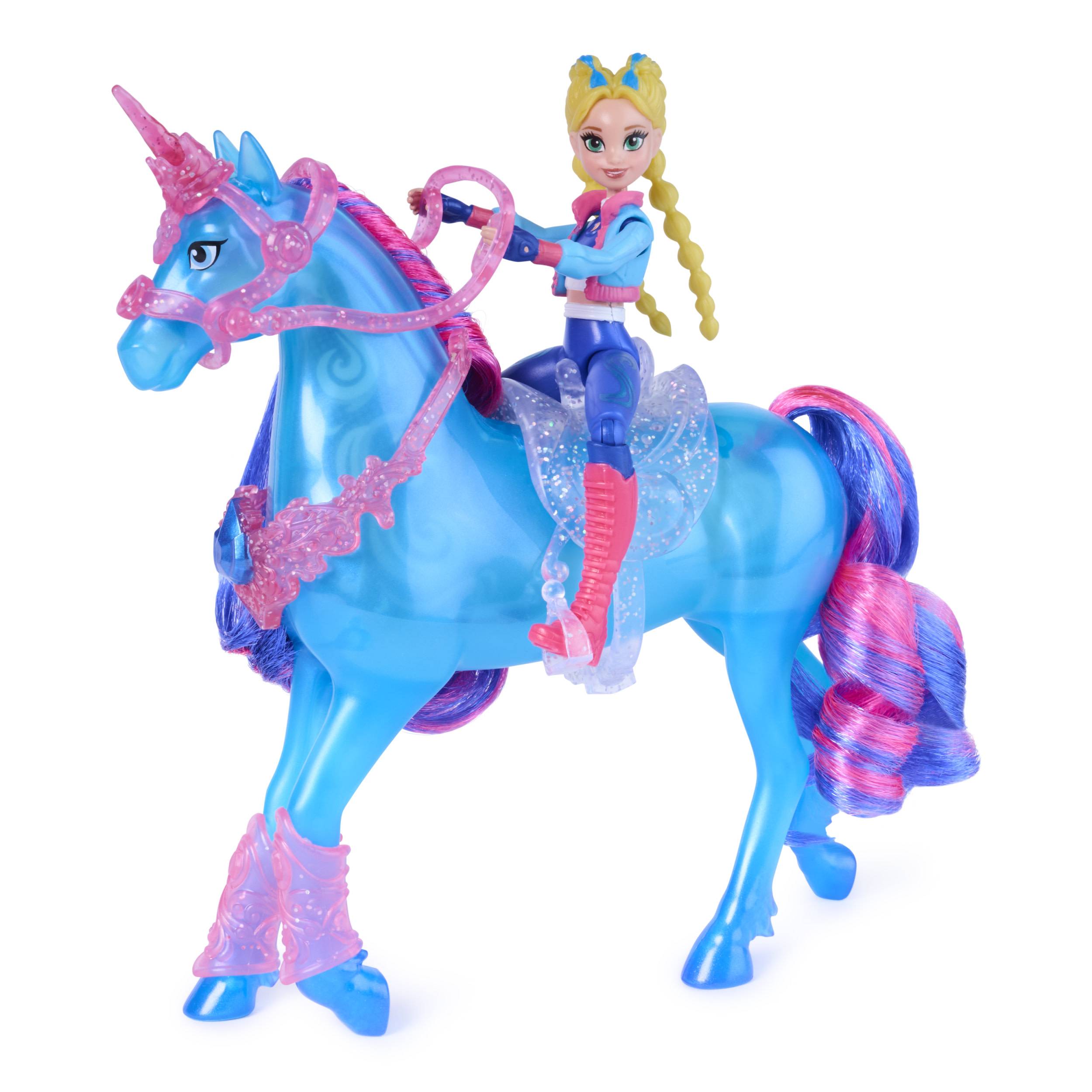 Spin Master Unicorn Academy - Train and Glow River mit Isabel Set, ca 12 cm Originalfiguren zur