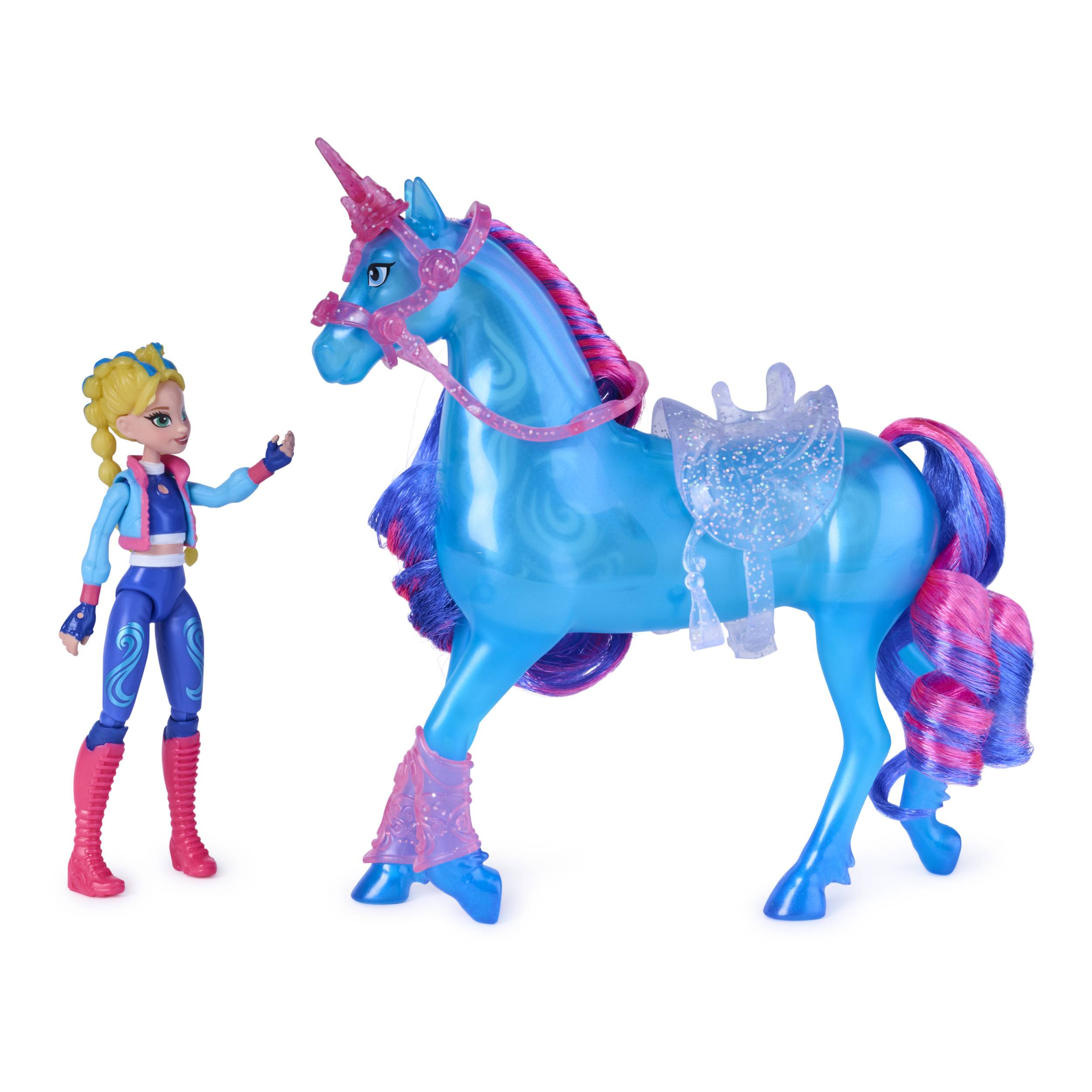 Spin Master Unicorn Academy - Train and Glow River mit Isabel Set, ca 12 cm Originalfiguren zur