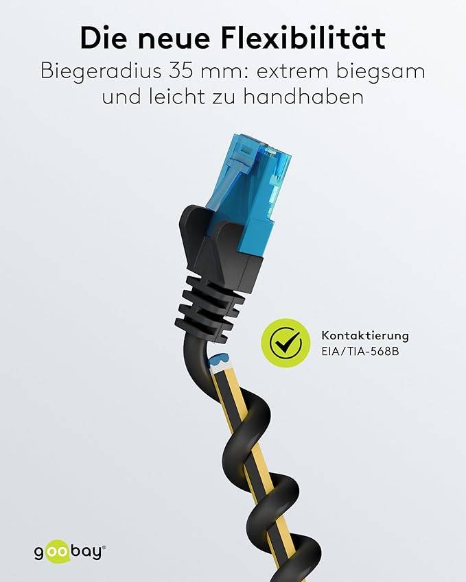 Goobay 79246 CAT 6A ultraflexibles Netzwerkkabel / Patchkabel, Ethernet bis 10 Gbit/s, LAN Kabel U/UTP, 30 m, Schwarz