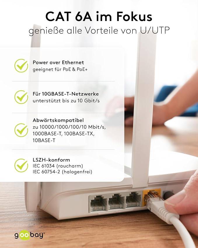Goobay 79246 CAT 6A ultraflexibles Netzwerkkabel / Patchkabel, Ethernet bis 10 Gbit/s, LAN Kabel U/UTP, 30 m, Schwarz