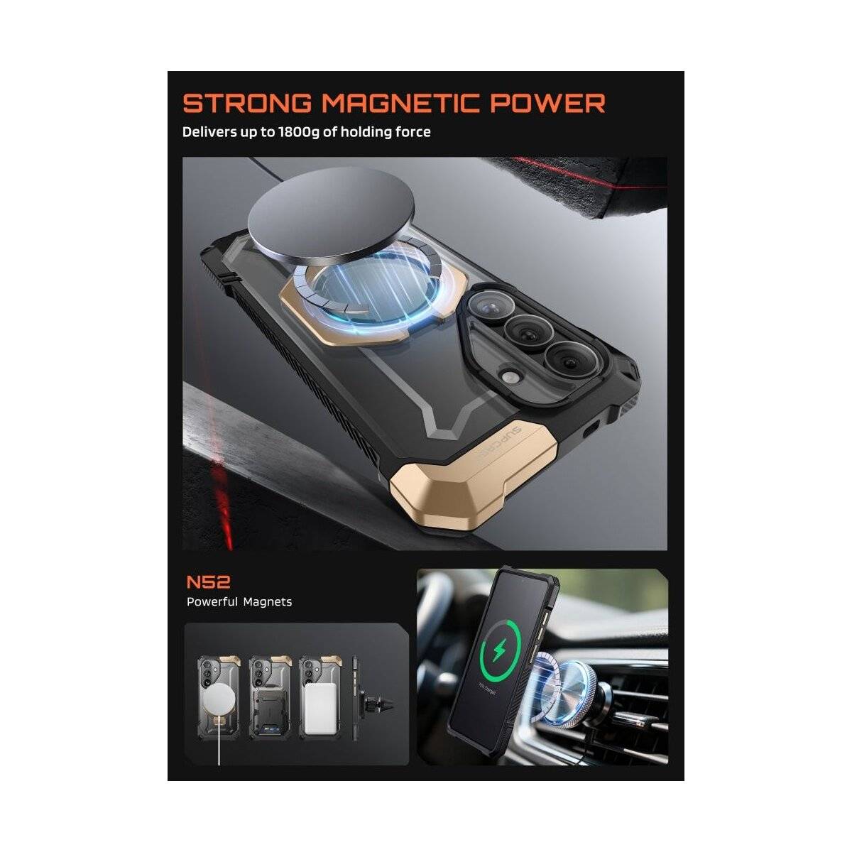Supcase UB Grip Mag mit Magnetfunktion Hülle für Samsung Galaxy S26 - Schwarz und Braun Handyhülle