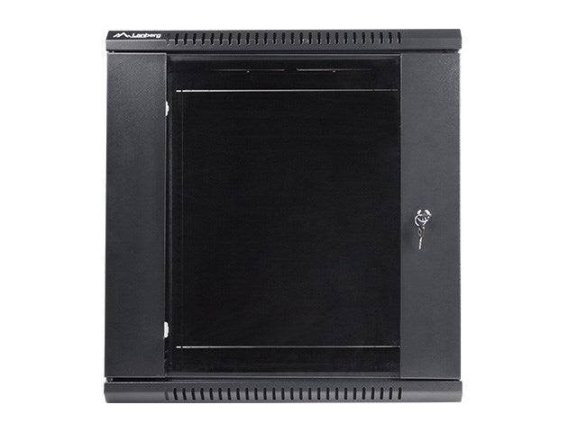Lanberg WF01-6412-10B, Wandmontiertes Regal, 12U, 60 kg, Sperrschloss, Ablageschienen, 21 kg