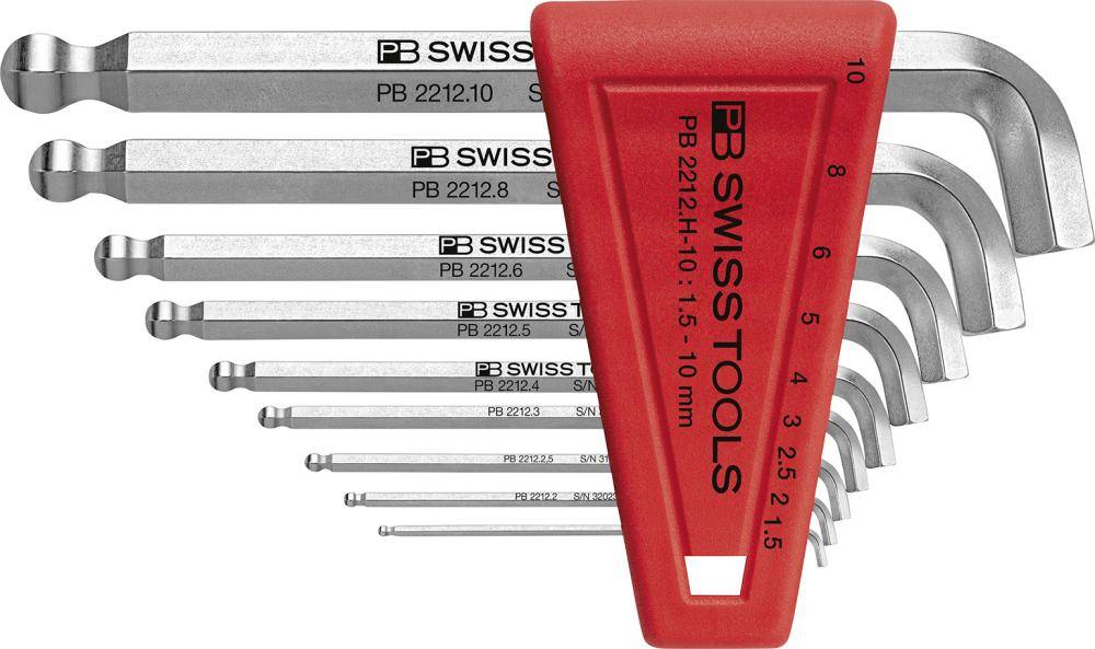 Winkelschraubendreher- Satz im Kunststoffhalter 9-teilig 1,5-10mm 100GradKugelkopf PB Swiss Tools
