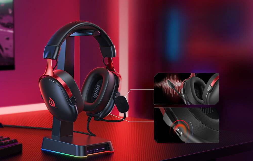 QCY - H7GM black red - QCY Heroad VN200 Gaming-Kopfhörer (schwarz und rot)