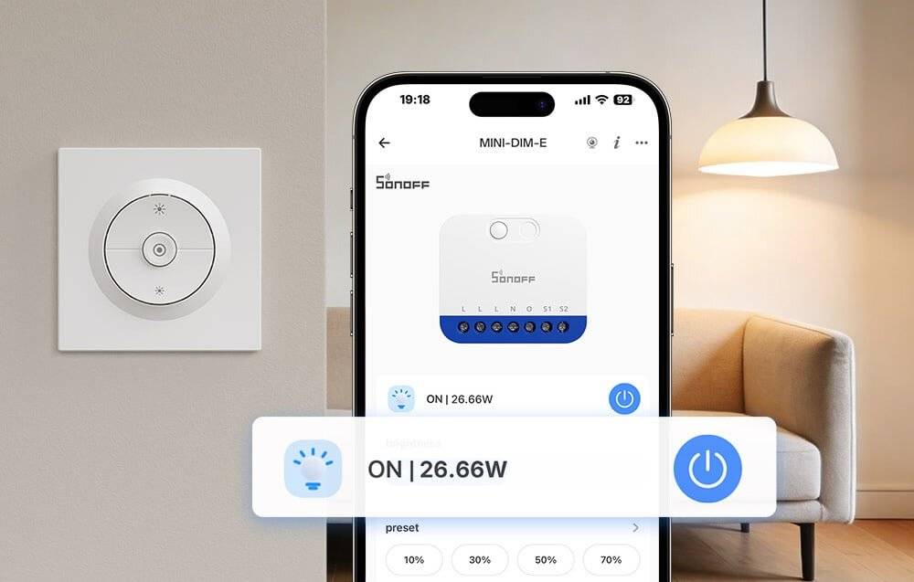 Sonoff - MINI-DIM-E - SONOFF MINI-DIM-E Smart WiFi Wandschalter/Dimmer