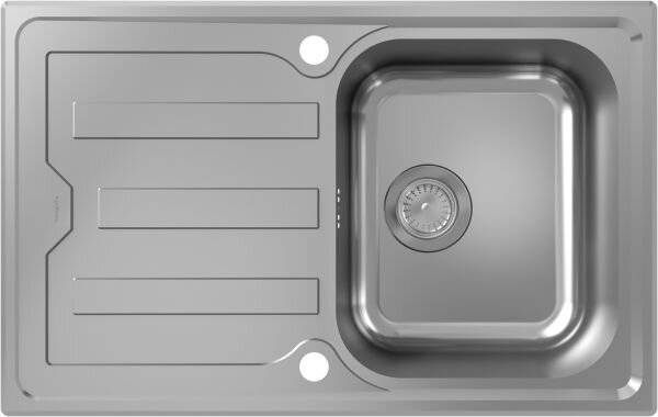 hansgrohe S44 S440-A342 79 Einbauspüle 342 mit Abtropffläche kurz und automatischer Ablaufgarnitur, Edelstahl