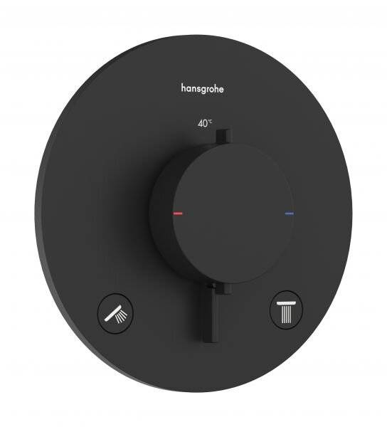 Hansgrohe Ecostat Comfort S Thermostat Unterputz, 25,7l/min, für 2 Verbraucher, Mattschwarz