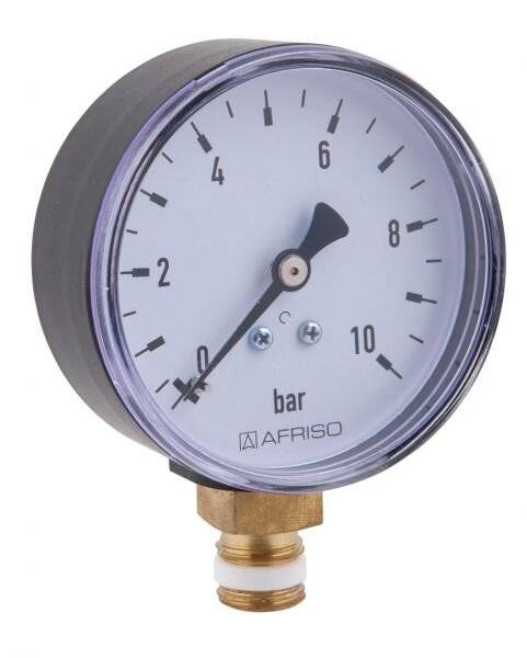 Afriso Rohrfedermanometer RF 63 radial G 1/4 B, 10 bar, Gehäuse-d= 63mm