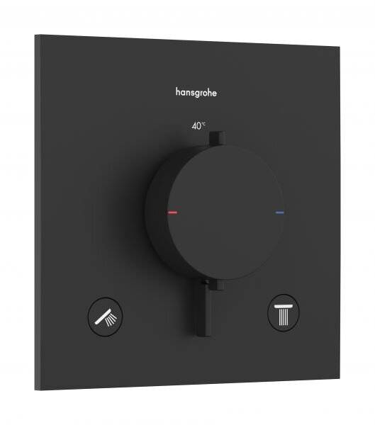 hansgrohe Ecostat Comfort E Thermostat Unterputz für 2 Verbraucher, Mattschwarz