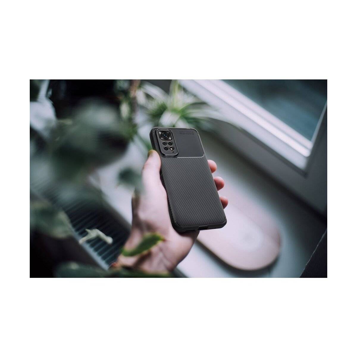 Carbon Premium Hülle für XIAOMI Redmi Note 15 5G Schwarz Handyhülle Stoßfest