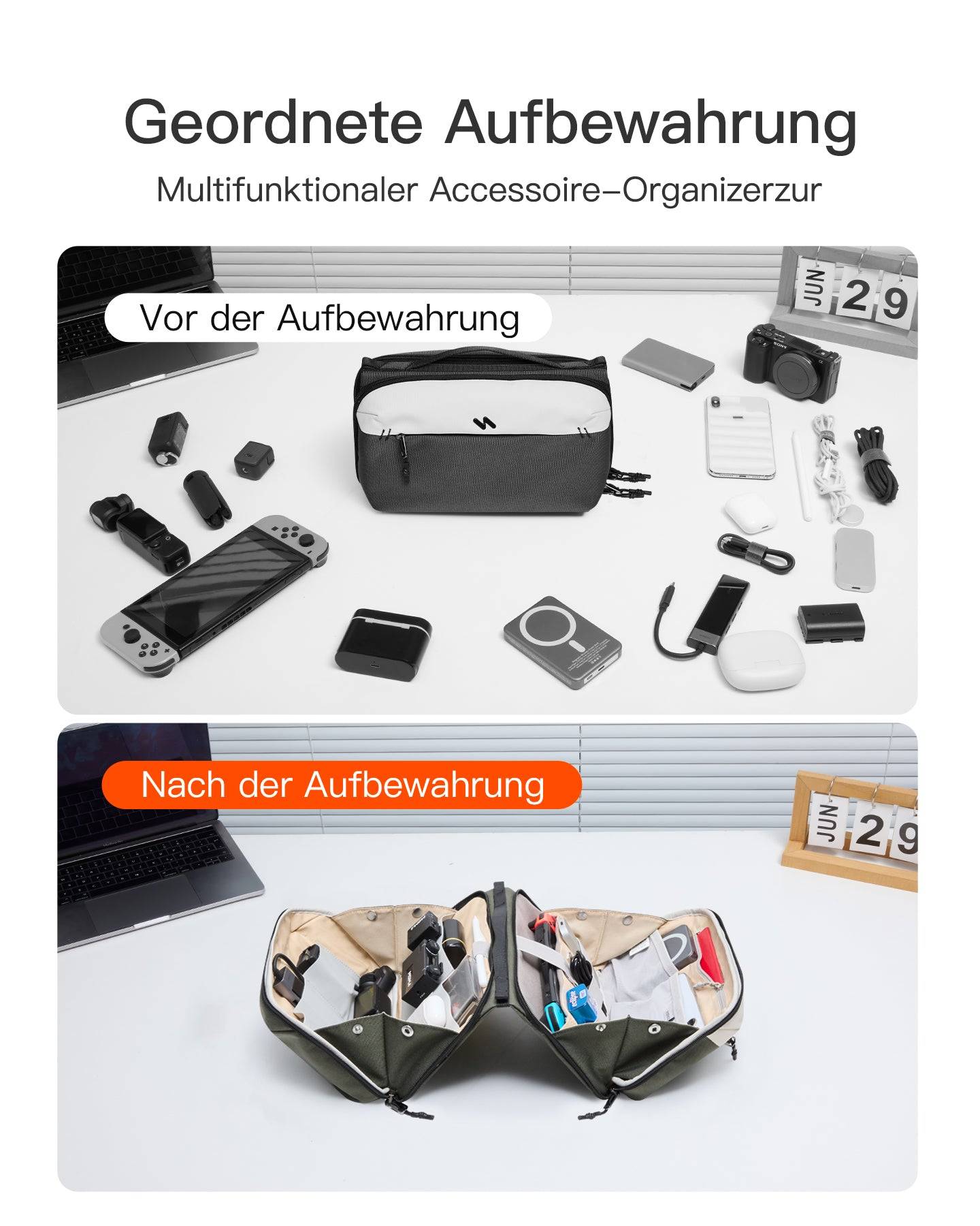 Inateck Multifunktionale Kabeltasche Olive[ABM34_OLIVE]