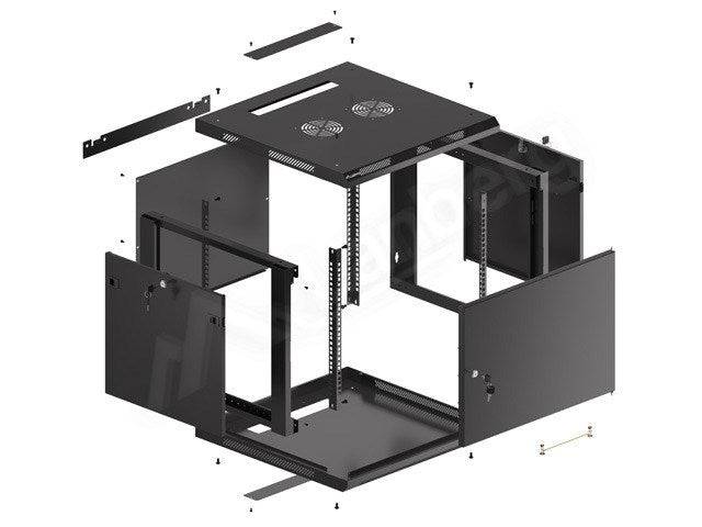LANBERG 19 9U 600x600 Wandgehäuse Metalltür (FlatPack) sw Multimedia-Technik 19