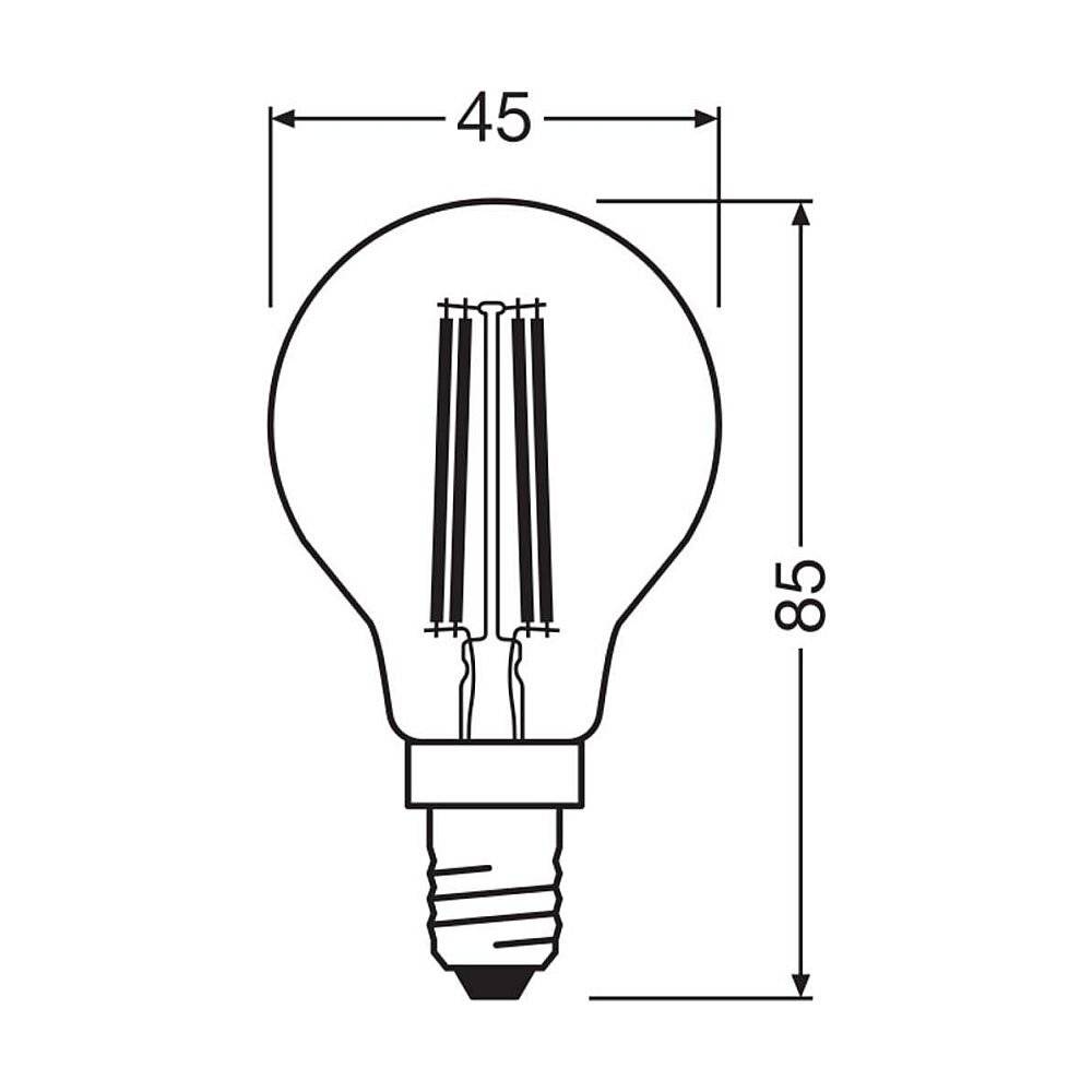 Ledvance Classic LED E14 Birne Fadenlampe Klar 3.8W 806lm - 827 Extra Warmweiß | Ersatz Für 60W