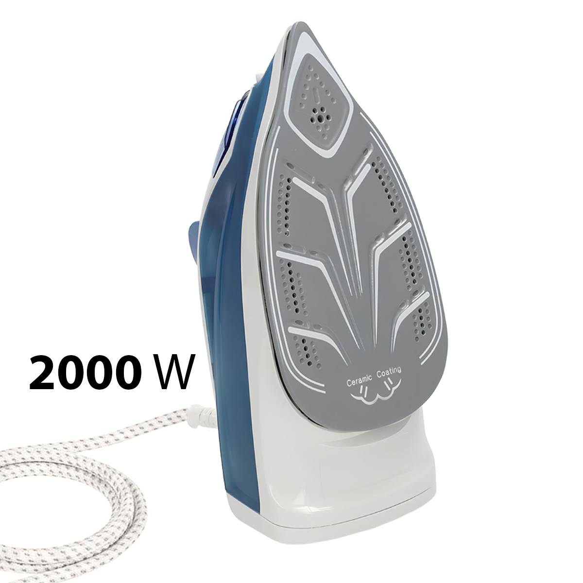 Dampfbügeleisen 2000W Keramiksohle 20g/min 0,2L Wassertank Weiß-Blau