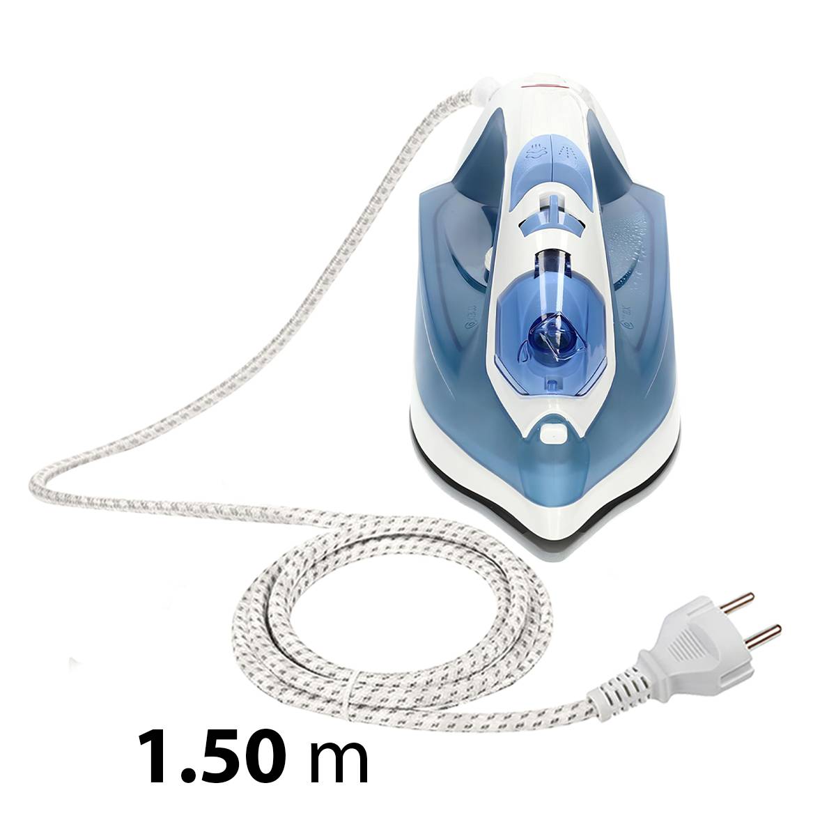 Dampfbügeleisen 2000W Keramiksohle 20g/min 0,2L Wassertank Weiß-Blau