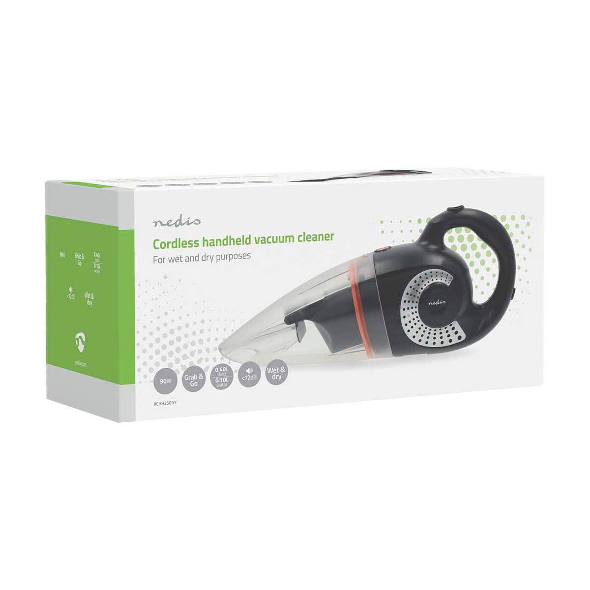 Handstaubsauger Kabellos 90W Nass & Trocken 2200mAh Akku 0,4L Schwarz/Orange