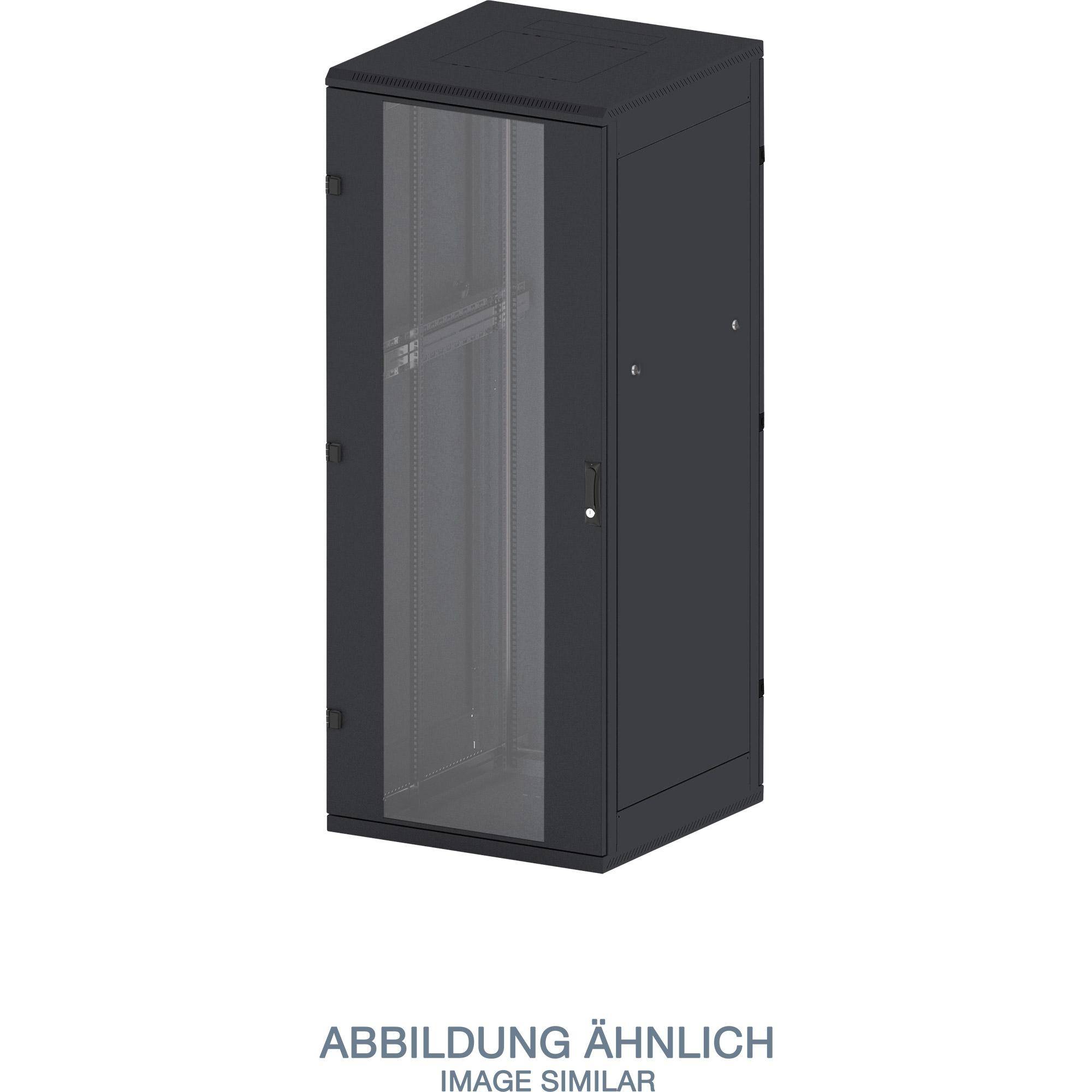19""Schrank B600/T 800 Schwarz bis 800Kg Glastür - Rack