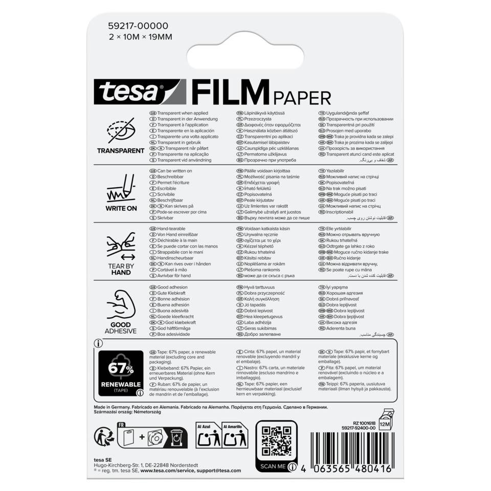 Klebefilm 2RL Papier transparent 19mm x10m TESA 59217-00000-00