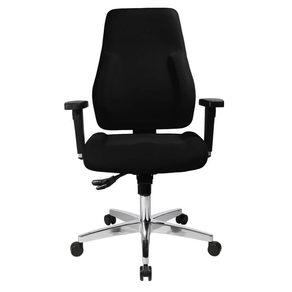 Bürodrehstuhl P91 - schwarz mit Armlehnen Sicherheitsdoppelrollen für alle Böden.