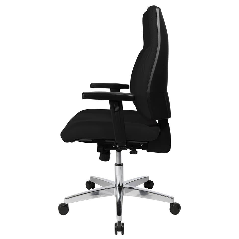 Bürodrehstuhl P91 - schwarz mit Armlehnen Sicherheitsdoppelrollen für alle Böden.