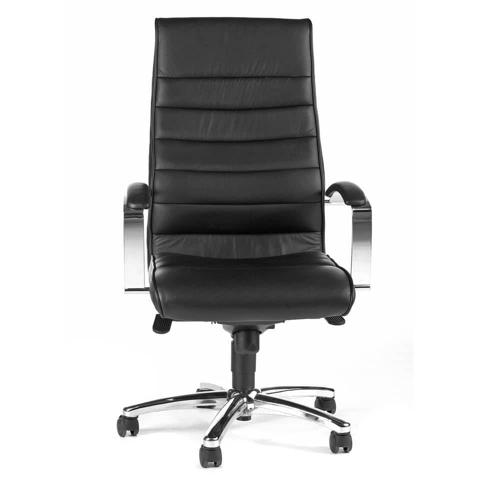 Chefsessel TD Luxe 10 - schwarz Leder mit Armlehnen Sicherheitsdoppelrollen für.