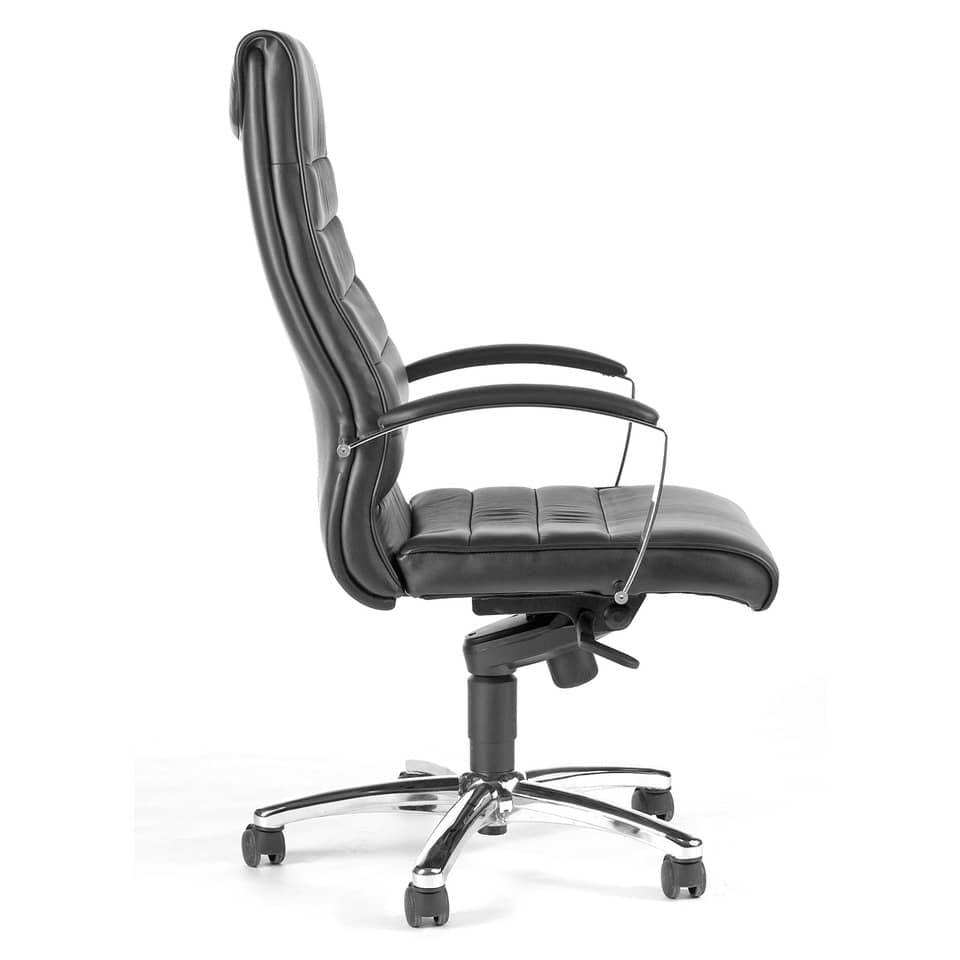 Chefsessel TD Luxe 10 - schwarz Leder mit Armlehnen Sicherheitsdoppelrollen für.