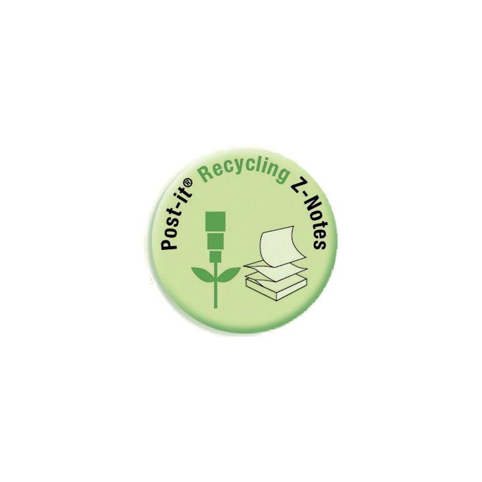 Haftnotizspender Z-Notes Recycling, inkl. 12 Blöcke Recycling Z-Notes, 76 x 76 mm, gelb POST-IT C2014Y12