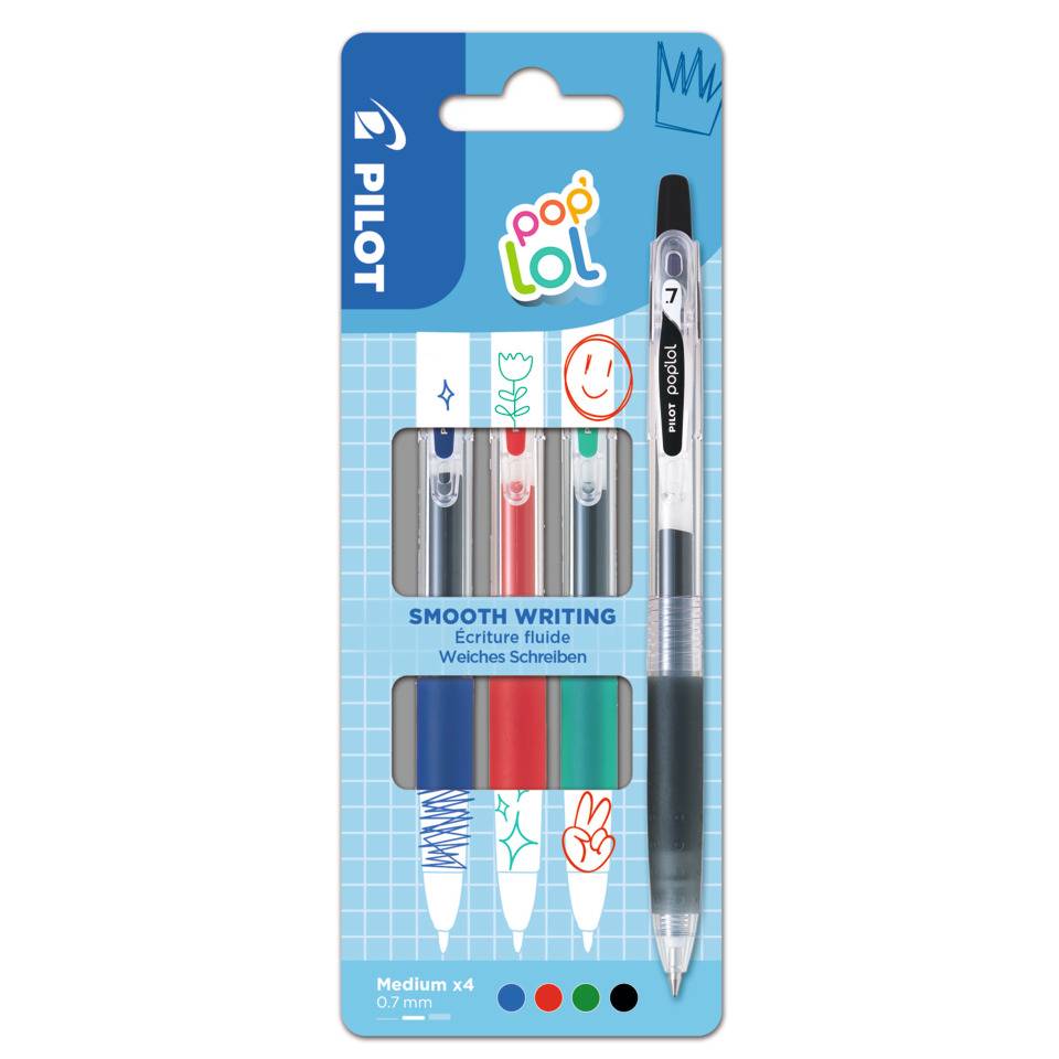 Gelschreiber Pop lol 07 Classic, 0,4 mm, 4 Stück, sortiert PILOT 2624S4C