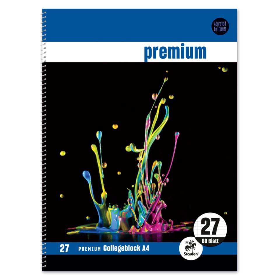 Collegeblock, A4, 90g/m², 80 Blatt, Lin.27, sortiert STAUFEN PREMIUM 734452270