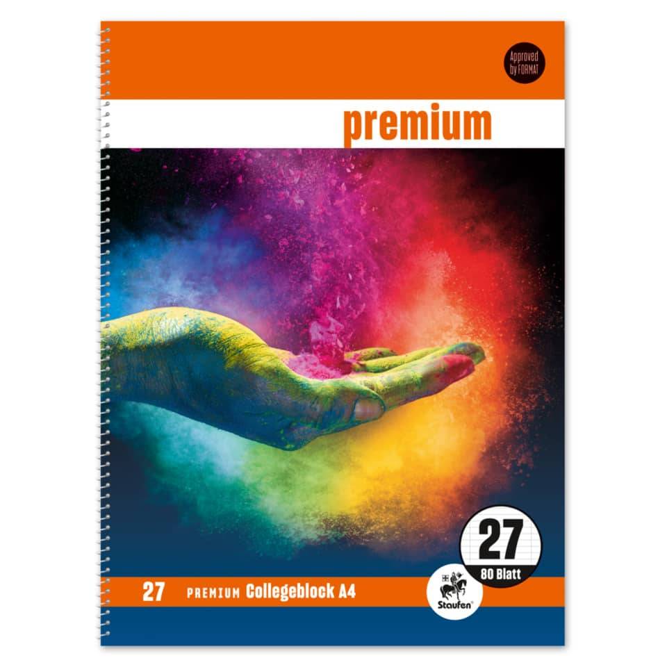 Collegeblock, A4, 90g/m², 80 Blatt, Lin.27, sortiert STAUFEN PREMIUM 734452270