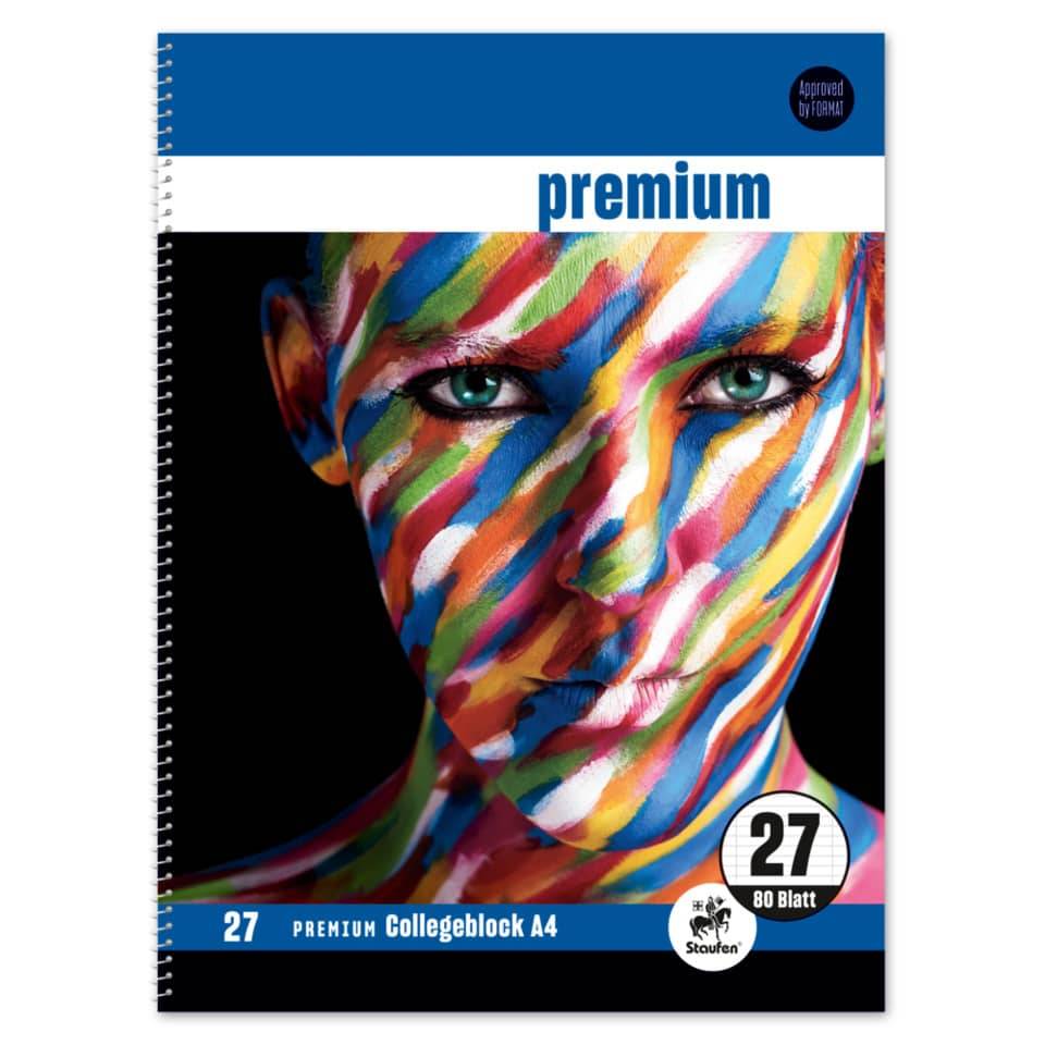 Collegeblock, A4, 90g/m², 80 Blatt, Lin.27, sortiert STAUFEN PREMIUM 734452270
