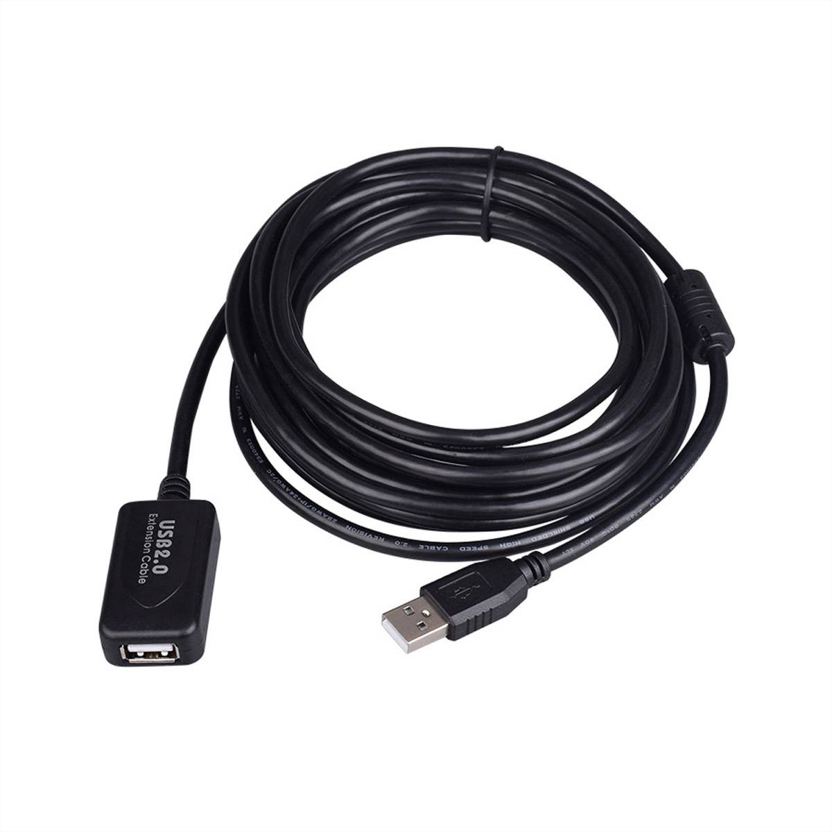 STANDARD USB 2.0 Verlängerung, aktiv, mit Repeater, schwarz, 10 m