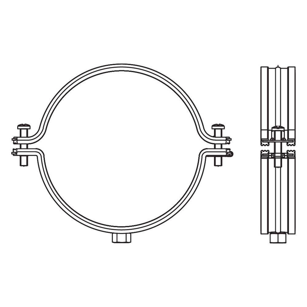 Walraven Aero Lüftungsschelle 250mm M8, fixierte TPE-Schallschutzeinlage, Stahl sendzimirverzinkt