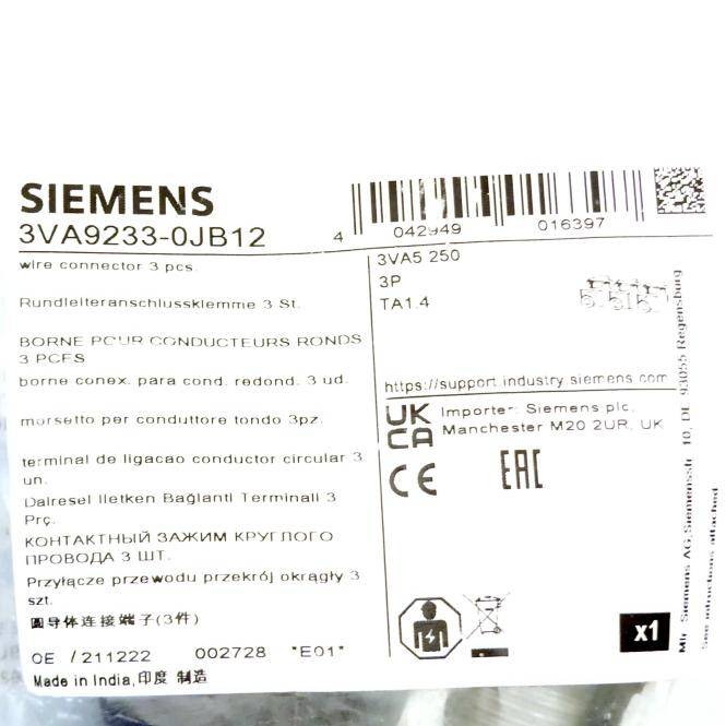 Siemens Rundleiteranschlussklemme 3 St. (3VA9233-0JB12)