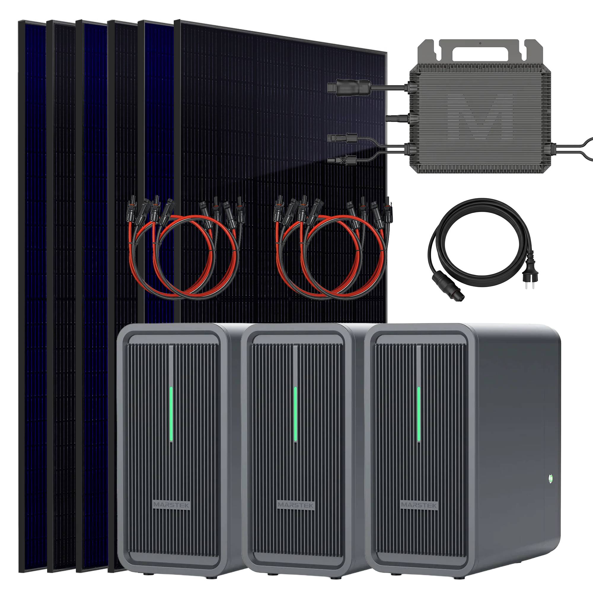 Balkonkraftwerk 2760 / 800 Watt mit Marstek B2500-D 6.72 kWh Solarspeicher, BIFAZIAL FULLBLACK komplett Steckdose