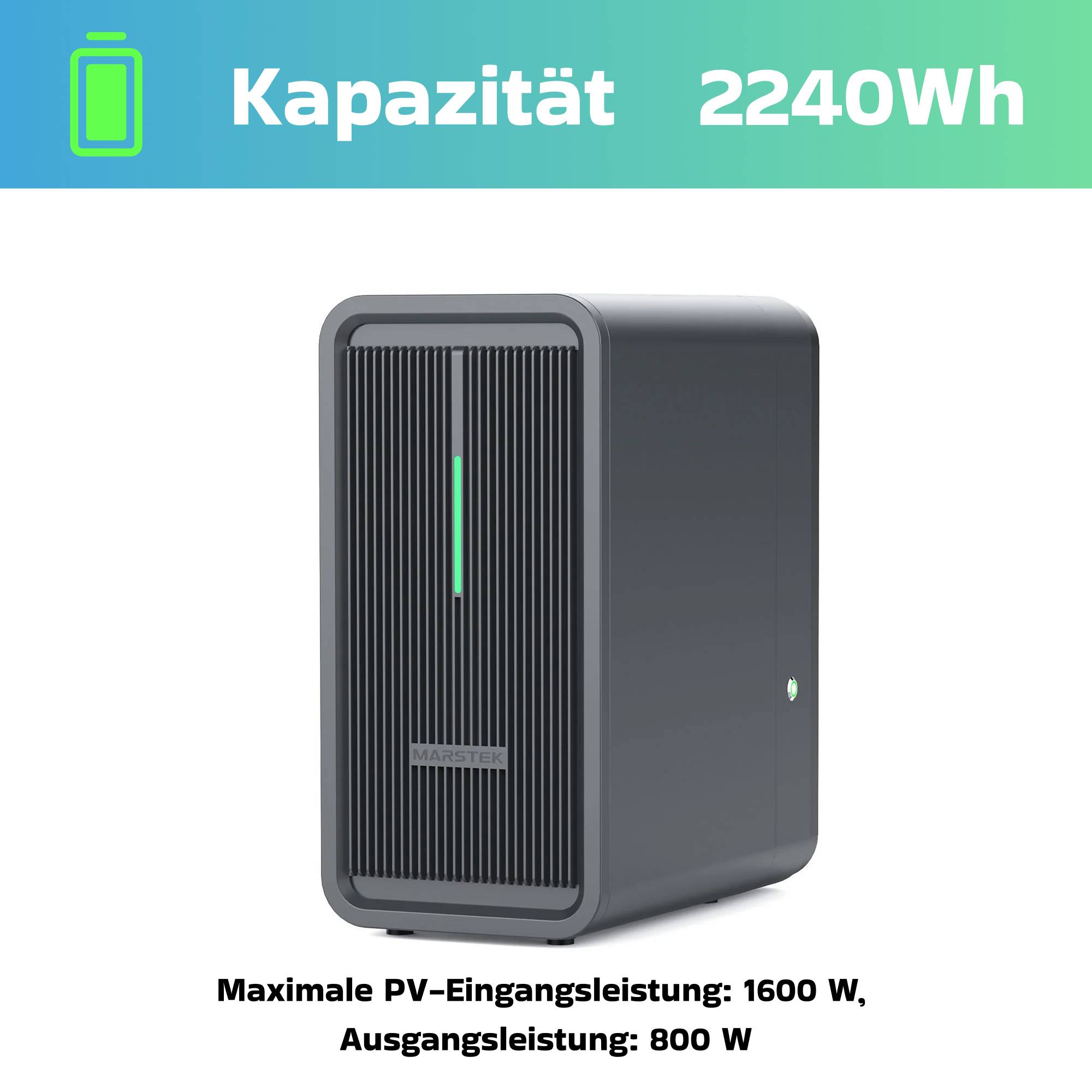 Balkonkraftwerk 1840 / 800 Watt mit Marstek B2500-D 4.48 kWh Solarspeicher, BIFAZIAL FULLBLACK komplett Steckdose