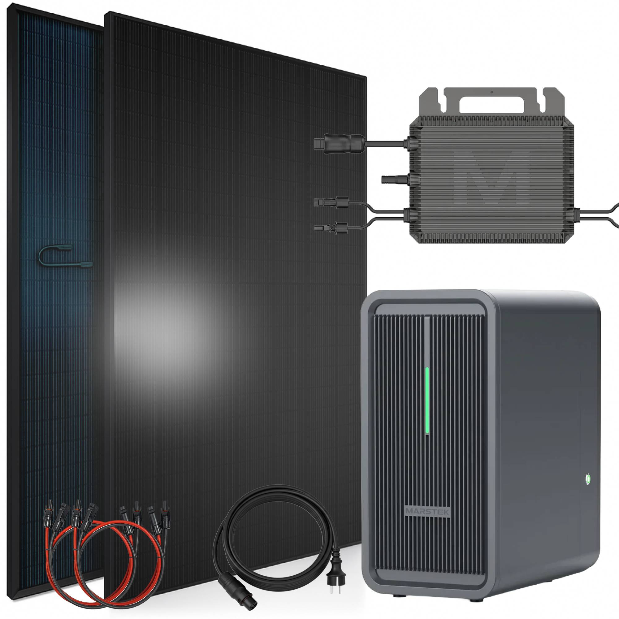 Balkonkraftwerk 920 / 800 Watt mit Marstek B2500-D 2.24 kWh Solarspeicher, BIFAZIAL FULLBLACK komplett Steckdose