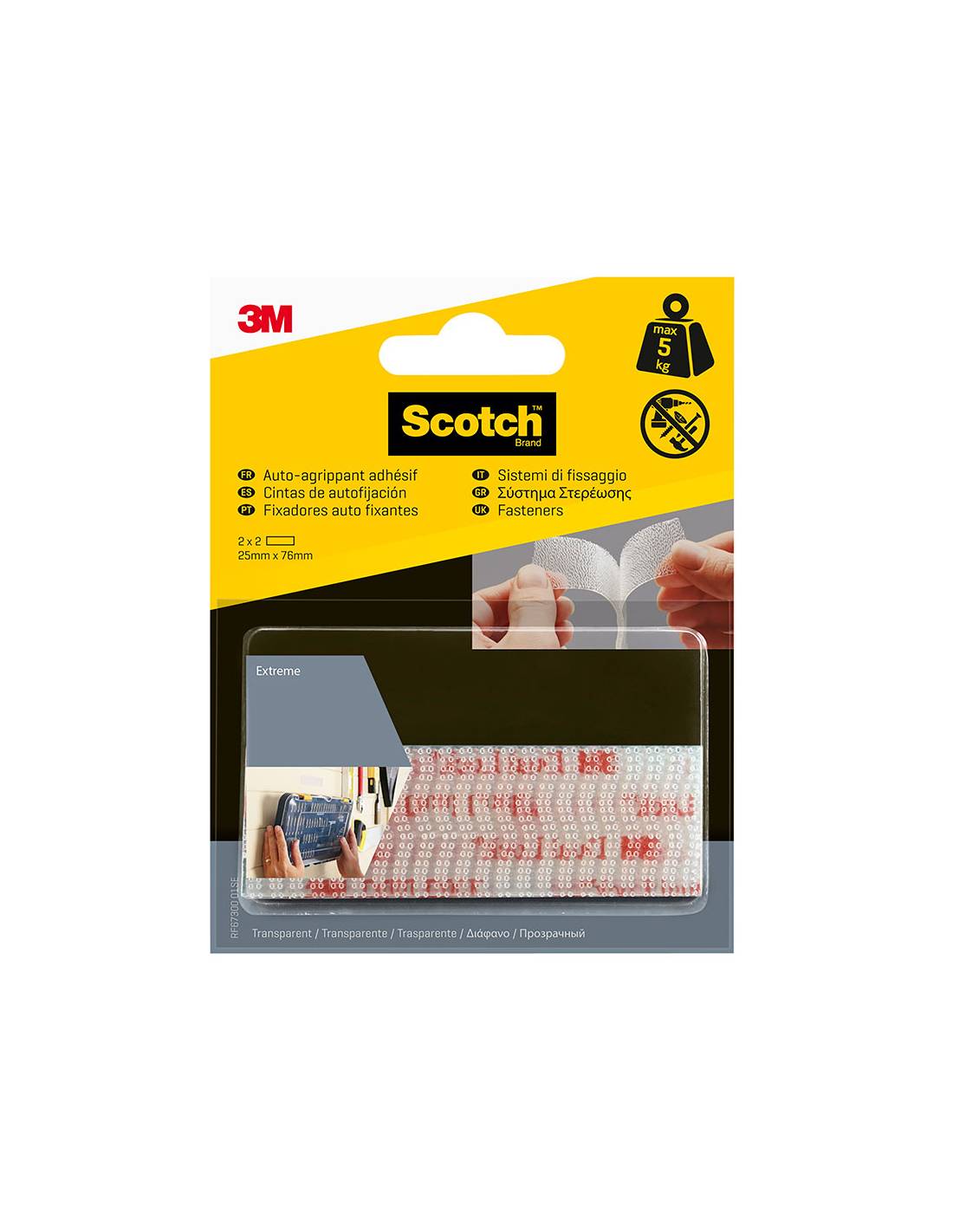 Scotch Klettbandverschluss Extreme, transparent, 25 x 75 mm