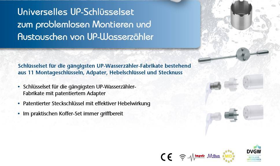 Schlüsselset für die gängigsten UP-Wasserzähler-Fabrikate