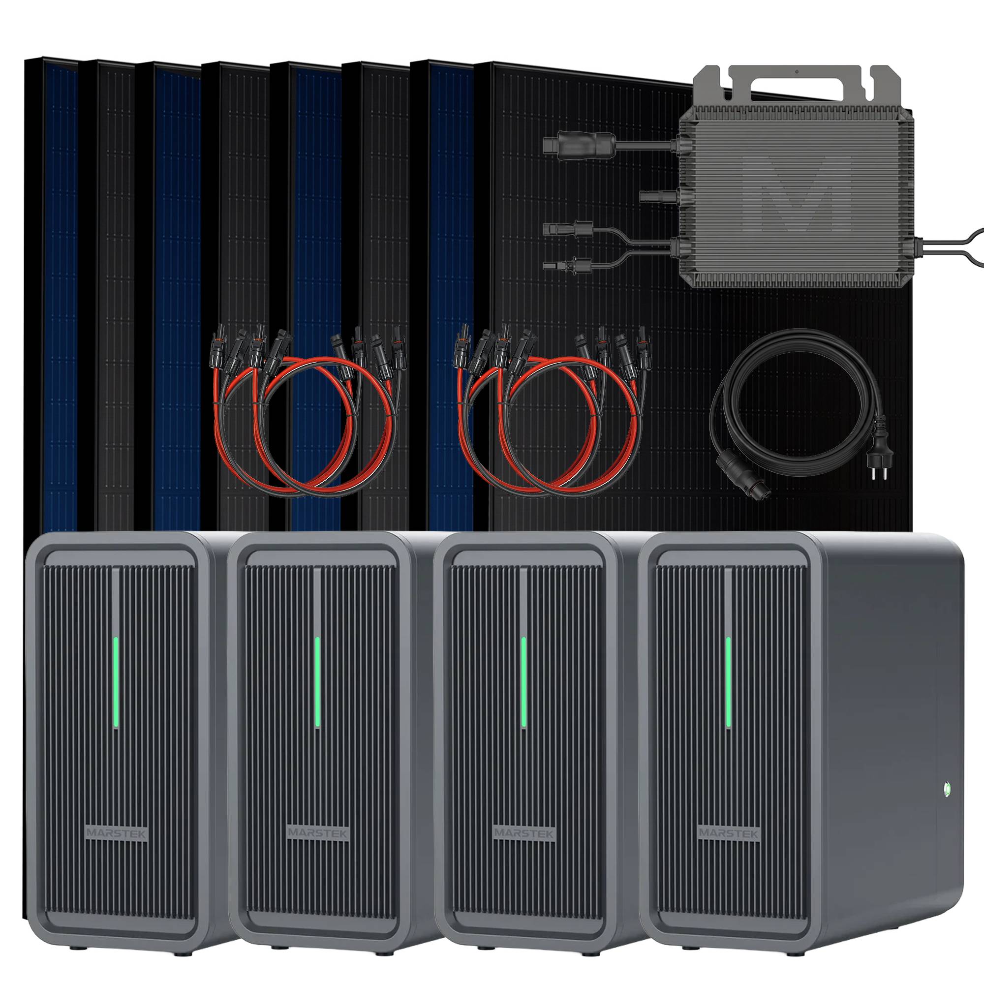 Balkonkraftwerk 4000 / 800 Watt mit Marstek B2500-D 8.96 kWh Solarspeicher, BIFAZIAL FULLBLACK komplett Steckdose
