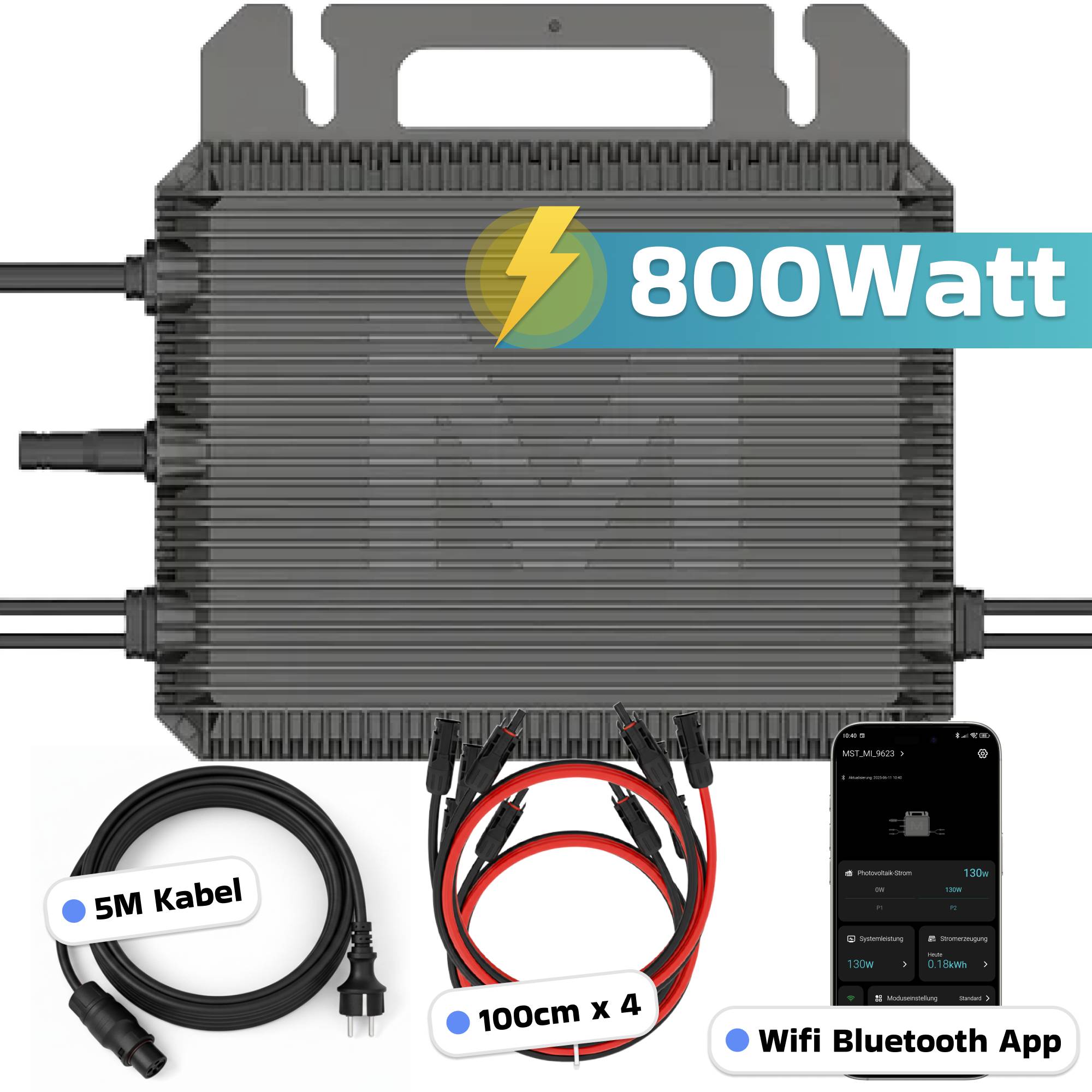Balkonkraftwerk 4000 / 800 Watt mit Marstek B2500-D 8.96 kWh Solarspeicher, BIFAZIAL FULLBLACK komplett Steckdose