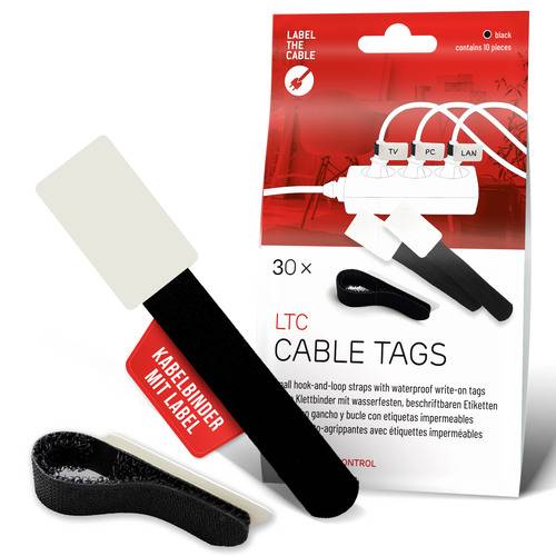 LTC Klettkabelbinderlabel Set wiederverwendbar, schwarz,30er