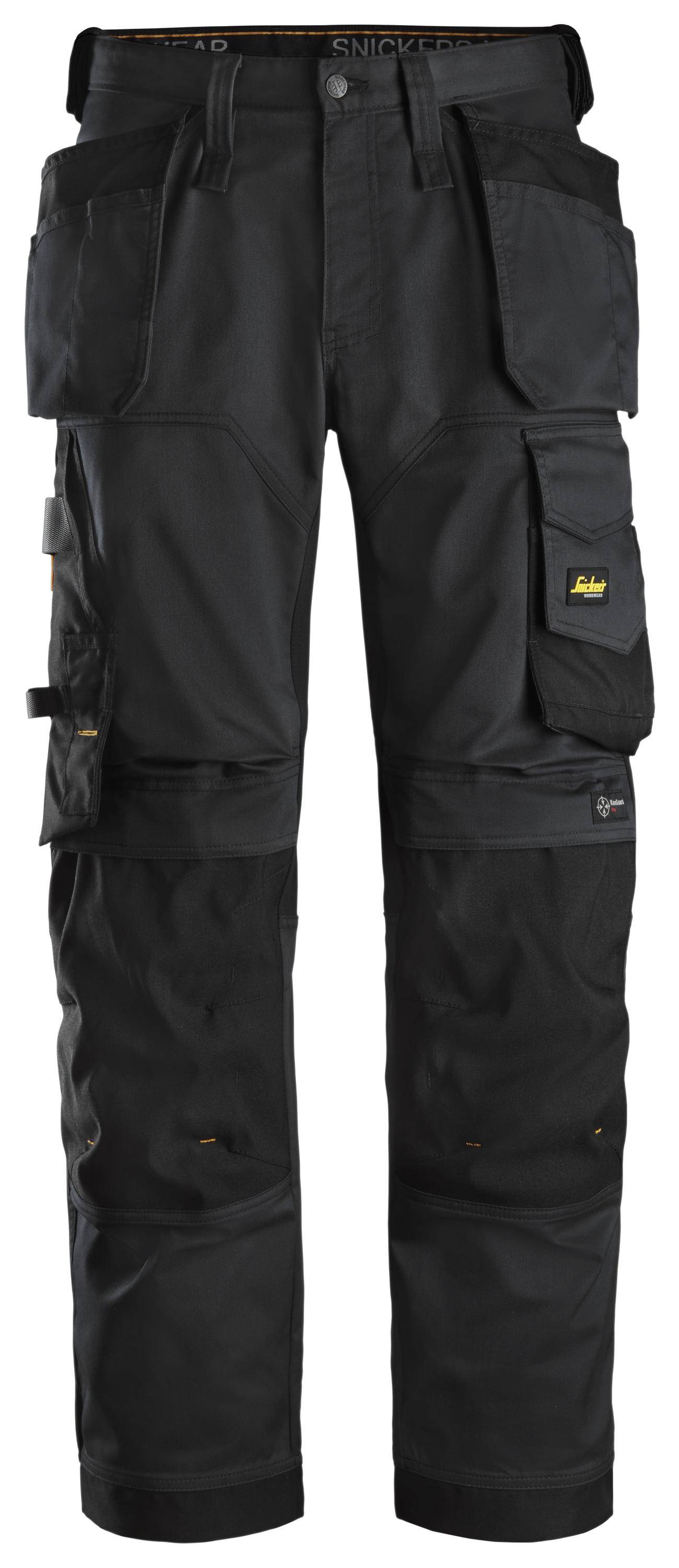 AllroundWork Stretch Loose Fit Arbeitshose mit Holstertaschen, EN 14404 - Gr. 44 - Black