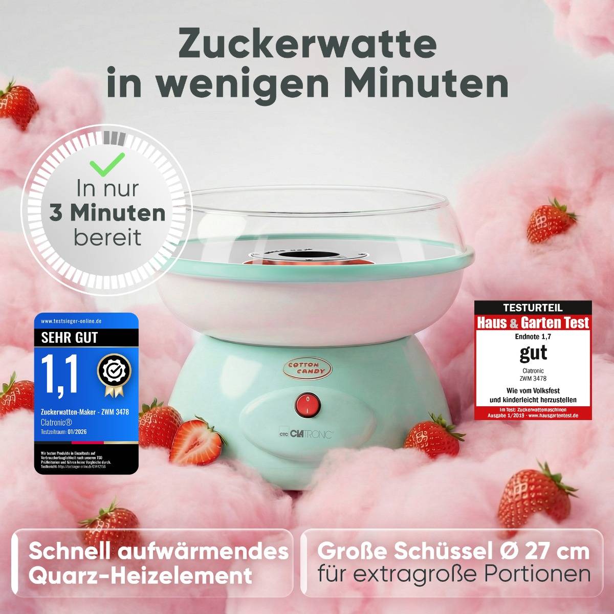 Clatronic ZWM 3478mint Zuckerwatte Maschine