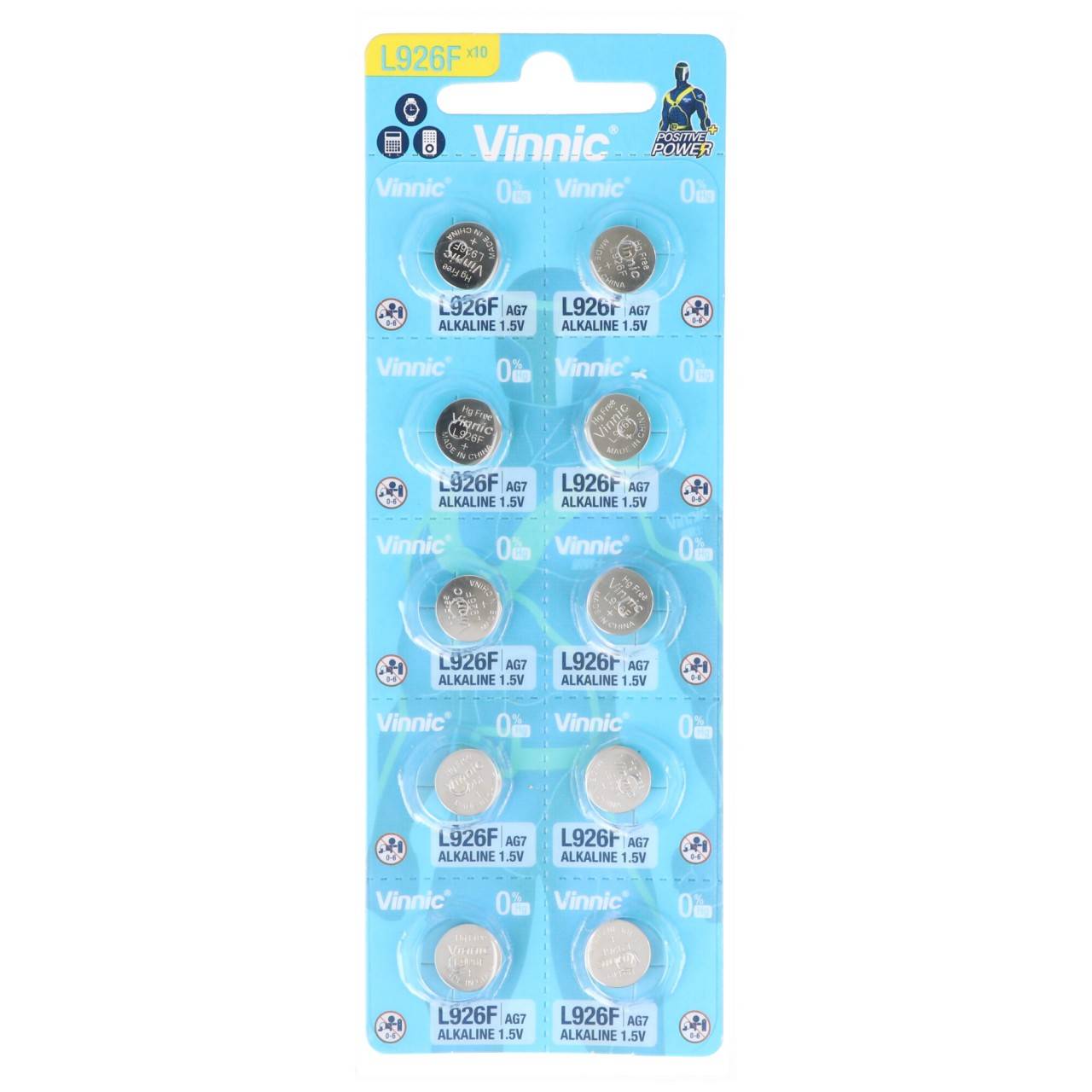 10 Stück Alkaline Batterie AG7, SR927SW, G7, LR57, LR927, SR57 Knopfzelle