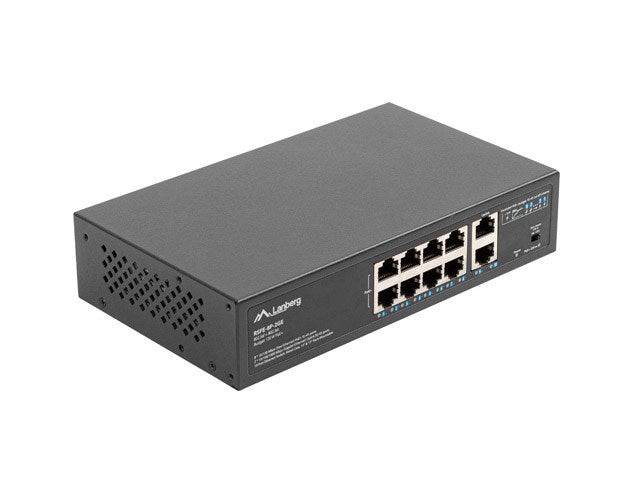 LANBERG Switch 8-Port 100MB PoE+/2x1Gb unmanag. 10/19 120W Multimedia-Technik Switche