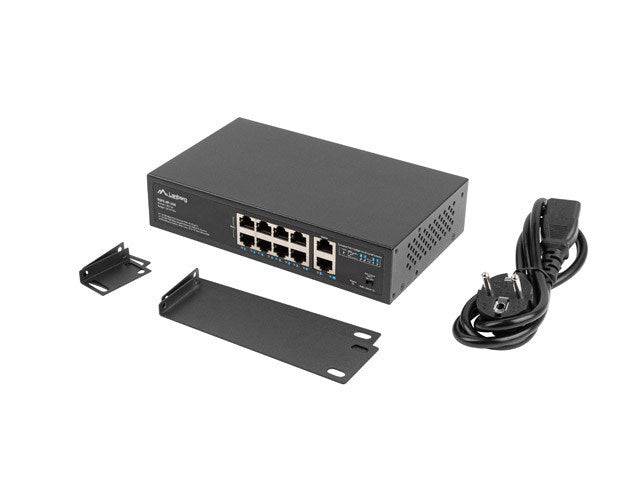 LANBERG Switch 8-Port 100MB PoE+/2x1Gb unmanag. 10/19 120W Multimedia-Technik Switche